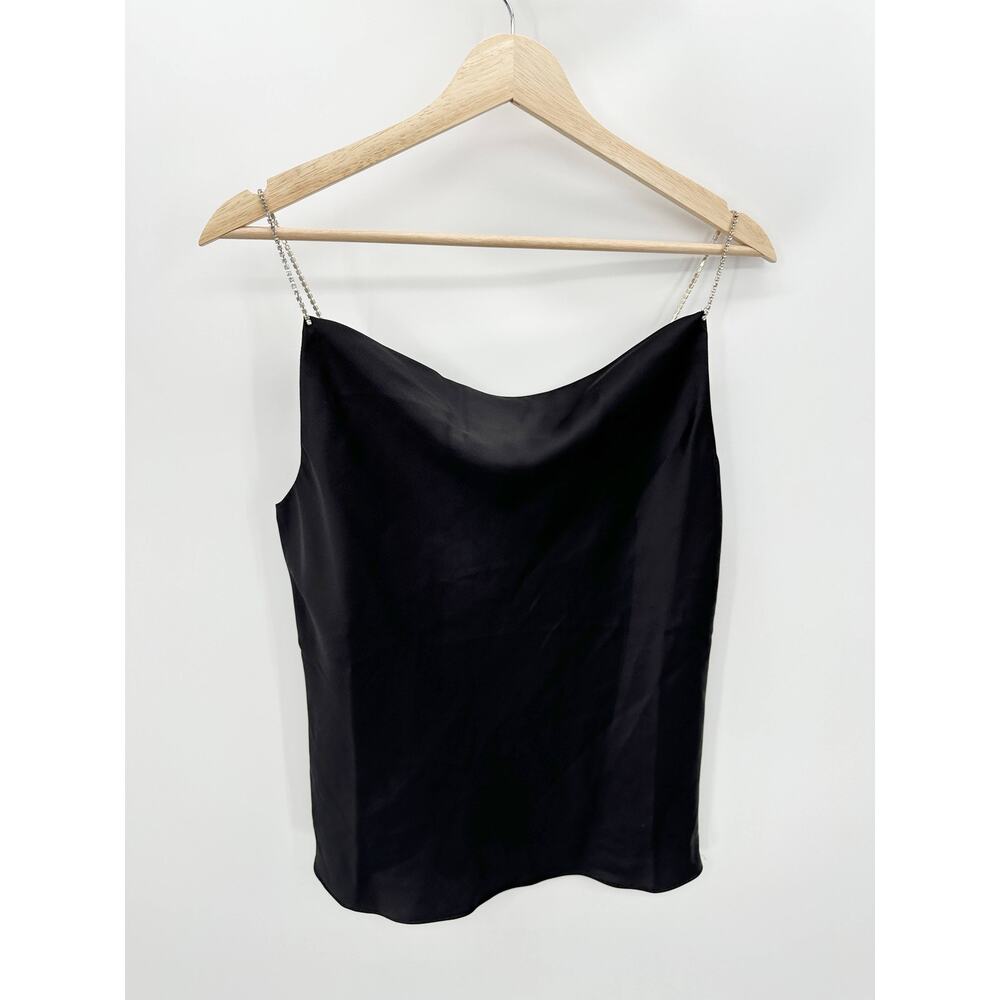 Do + Be Black Embellished Cami Strap Cowl Neck Tank Top Womens Medium Y19361